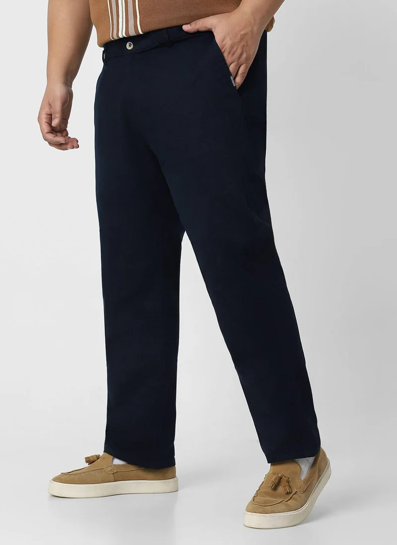 Urbano Fashion  Urbano Plus Men's Navy Blue Cotton Regular Fit Casual Chino Pants Stretch for Men | Best Price UAE